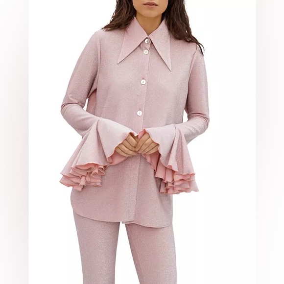 SLEEPER Metallic Lounge SuitPants In Silver Lurex, European Made, MSRP$372 - Picture 9 of 12